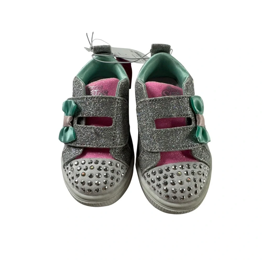 S Sport by Skechers Kelsi Rhinestone Bow Sneakers Lights Toddler Girl Size 5 NWT
